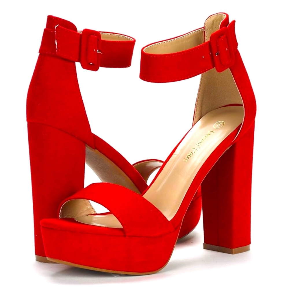 Red Chunky Sexy Holiday Red Christmas Heels Platform